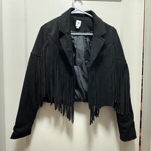 BLACK FLAWLESS FRINGE JACKET